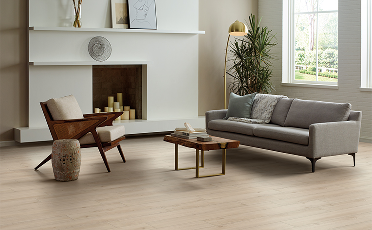 light scandinavian luxury vinyl flooring in living room